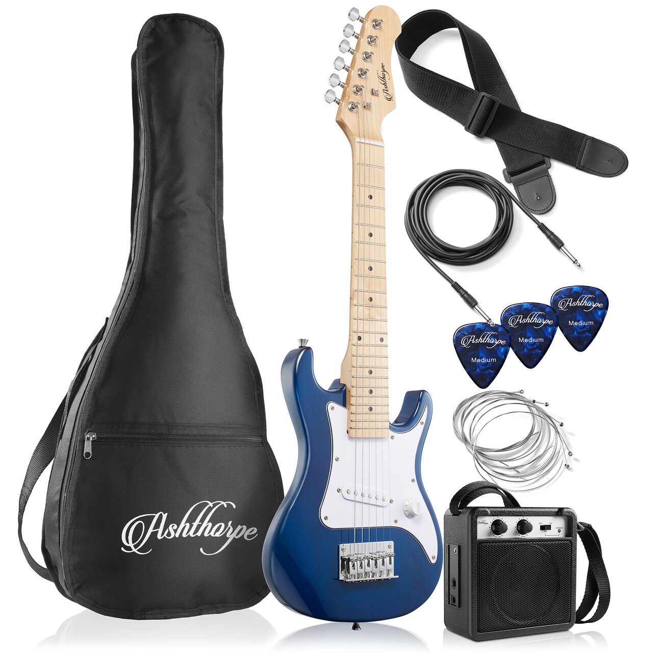 Ashthorpe 30-inch Beginner Electric Guitar Kit with Amplifier, Basic Starter Package w/ Gig Bag, Strings, Strap, Picks